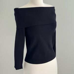 Lauren Ralph Lauren Black Off-the-Shoulder Long Sleeve Sweater Size Medium